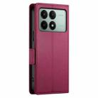 For Xiaomi Poco X6 Pro 5G Global Side Buckle Magnetic Frosted Leather Phone Case(Wine Red) - 3