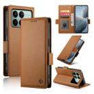 For Xiaomi Poco X6 Pro 5G Global Side Buckle Magnetic Frosted Leather Phone Case(Brown) - 1