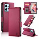 For Xiaomi Redmi Note 12 4G Global Side Buckle Magnetic Frosted Leather Phone Case(Wine Red) - 1