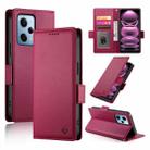 For Xiaomi Redmi Note 12 Pro Speed Side Buckle Magnetic Frosted Leather Phone Case(Wine Red) - 1