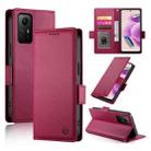 For Xiaomi Redmi Note 12S 4G Side Buckle Magnetic Frosted Leather Phone Case(Wine Red) - 1