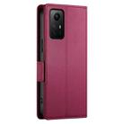 For Xiaomi Redmi Note 12S 4G Side Buckle Magnetic Frosted Leather Phone Case(Wine Red) - 3