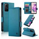 For Xiaomi Redmi Note 12S 4G Side Buckle Magnetic Frosted Leather Phone Case(Blue) - 1