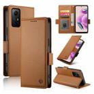 For Xiaomi Redmi Note 12S 4G Side Buckle Magnetic Frosted Leather Phone Case(Brown) - 1