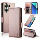 For Xiaomi Redmi Note 13 4G Side Buckle Magnetic Frosted Leather Phone Case(Rose Gold) - 1