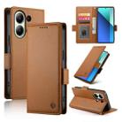 For Xiaomi Redmi Note 13 4G Side Buckle Magnetic Frosted Leather Phone Case(Brown) - 1