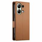 For Xiaomi Redmi Note 13 4G Side Buckle Magnetic Frosted Leather Phone Case(Brown) - 3