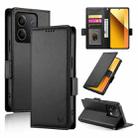 For Xiaomi Redmi Note 13 5G Side Buckle Magnetic Frosted Leather Phone Case(Black) - 1