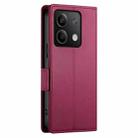 For Xiaomi Redmi Note 13 5G Side Buckle Magnetic Frosted Leather Phone Case(Wine Red) - 3