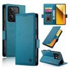 For Xiaomi Redmi Note 13 5G Side Buckle Magnetic Frosted Leather Phone Case(Blue) - 1