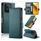 For Xiaomi Redmi Note 13 5G Side Buckle Magnetic Frosted Leather Phone Case(Dark Green) - 1