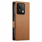 For Xiaomi Redmi Note 13 5G Side Buckle Magnetic Frosted Leather Phone Case(Brown) - 3