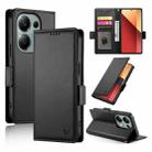 For Xiaomi Redmi Note 13 Pro 4G Side Buckle Magnetic Frosted Leather Phone Case(Black) - 1