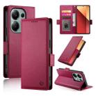 For Xiaomi Redmi Note 13 Pro 4G Side Buckle Magnetic Frosted Leather Phone Case(Wine Red) - 1