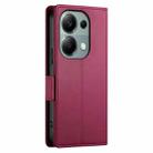 For Xiaomi Redmi Note 13 Pro 4G Side Buckle Magnetic Frosted Leather Phone Case(Wine Red) - 3