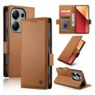 For Xiaomi Redmi Note 13 Pro 4G Side Buckle Magnetic Frosted Leather Phone Case(Brown) - 1