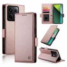 For Xiaomi Redmi Note 13 Pro 5G Side Buckle Magnetic Frosted Leather Phone Case(Rose Gold) - 1