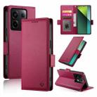 For Xiaomi Redmi Note 13 Pro 5G Side Buckle Magnetic Frosted Leather Phone Case(Wine Red) - 1