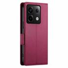 For Xiaomi Redmi Note 13 Pro 5G Side Buckle Magnetic Frosted Leather Phone Case(Wine Red) - 3