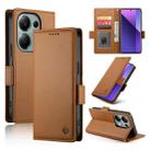 For Xiaomi Redmi Note 13 Pro+ Side Buckle Magnetic Frosted Leather Phone Case(Brown) - 1