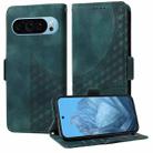 For Google Pixel 9 / 9 Pro Embossed Rhombus Starry Leather Phone Case(Green) - 1