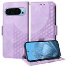 For Google Pixel 9 / 9 Pro Embossed Rhombus Starry Leather Phone Case(Purple) - 1