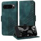 For Google Pixel 9 Pro XL Embossed Rhombus Starry Leather Phone Case(Green) - 1