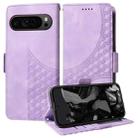 For Google Pixel 9 Pro XL Embossed Rhombus Starry Leather Phone Case(Purple) - 1