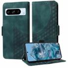 For Google Pixel 8 Pro Embossed Rhombus Starry Leather Phone Case(Green) - 1