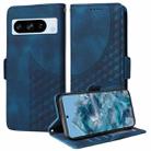 For Google Pixel 8 Pro Embossed Rhombus Starry Leather Phone Case(Blue) - 1