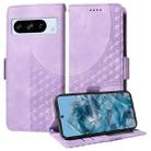 For Google Pixel 8 Pro Embossed Rhombus Starry Leather Phone Case(Purple) - 1