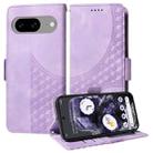 For Google Pixel 8 Embossed Rhombus Starry Leather Phone Case(Purple) - 1