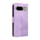 For Google Pixel 8 Embossed Rhombus Starry Leather Phone Case(Purple) - 3