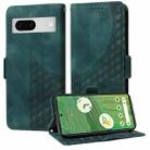 For Google Pixel 7 Embossed Rhombus Starry Leather Phone Case(Green) - 1