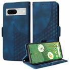 For Google Pixel 7 Embossed Rhombus Starry Leather Phone Case(Blue) - 1