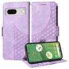 For Google Pixel 7 Embossed Rhombus Starry Leather Phone Case(Purple) - 1