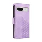 For Google Pixel 7a Embossed Rhombus Starry Leather Phone Case(Purple) - 3