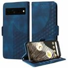 For Google Pixel 7 Pro Embossed Rhombus Starry Leather Phone Case(Blue) - 1