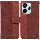 For Xiaomi Redmi 13 4G Geometric Embossed Leather Phone Case(Brown) - 1
