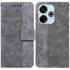 For Xiaomi Redmi 13 4G Geometric Embossed Leather Phone Case(Grey) - 1