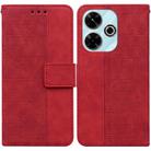 For Xiaomi Redmi 13 4G Geometric Embossed Leather Phone Case(Red) - 1