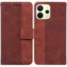 For Redmi Note 14 4G 164.84mm Geometric Embossed Leather Phone Case(Brown) - 1