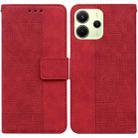 For Redmi Note 14 4G 164.84mm Geometric Embossed Leather Phone Case(Red) - 1
