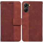 For Redmi Turbo 4 / Xiaomi Poco X7 Pro Geometric Embossed Leather Phone Case(Brown) - 1