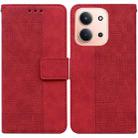 For Redmi 15C 4G 173.1mm / 15C 5G 173.1mm Geometric Embossed Leather Phone Case(Red) - 1