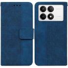 For Xiaomi Poco F6 Pro Geometric Embossed Leather Phone Case(Blue) - 1