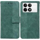 For Xiaomi Poco F6 Pro Geometric Embossed Leather Phone Case(Green) - 1