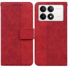For Xiaomi Poco F6 Pro Geometric Embossed Leather Phone Case(Red) - 1