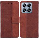 For Xiaomi 14T Pro Geometric Embossed Leather Phone Case(Brown) - 1