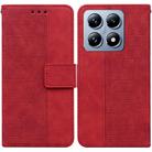 For Xiaomi 14T Geometric Embossed Leather Phone Case(Red) - 1